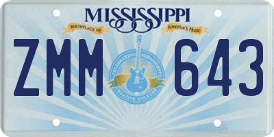 MS license plate ZMM643