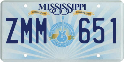 MS license plate ZMM651