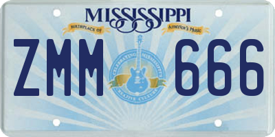 MS license plate ZMM666
