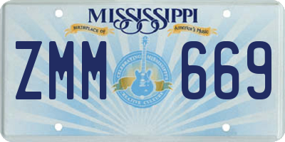 MS license plate ZMM669