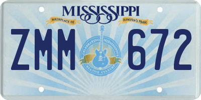 MS license plate ZMM672