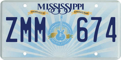 MS license plate ZMM674