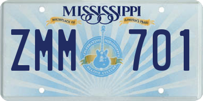 MS license plate ZMM701