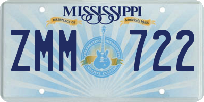 MS license plate ZMM722