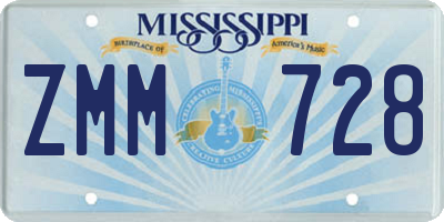 MS license plate ZMM728