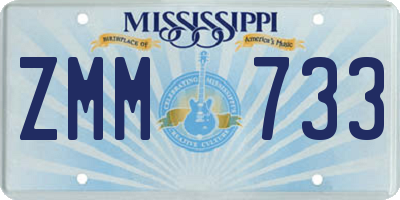 MS license plate ZMM733