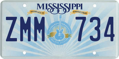 MS license plate ZMM734
