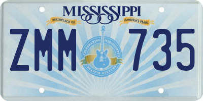 MS license plate ZMM735