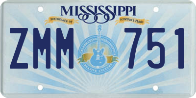 MS license plate ZMM751