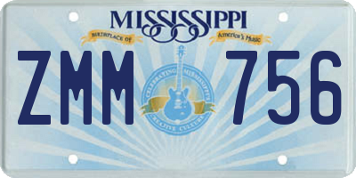 MS license plate ZMM756