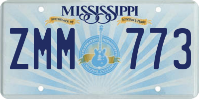 MS license plate ZMM773