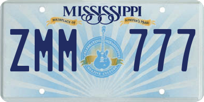 MS license plate ZMM777