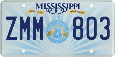MS license plate ZMM803