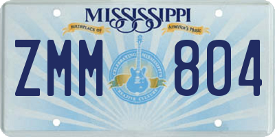 MS license plate ZMM804