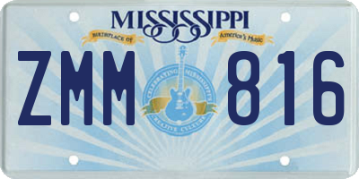 MS license plate ZMM816