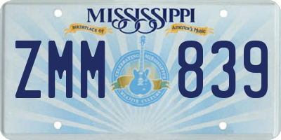 MS license plate ZMM839