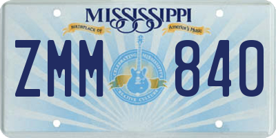 MS license plate ZMM840