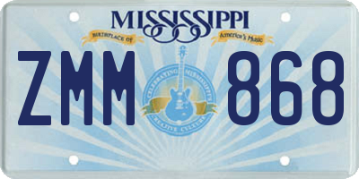MS license plate ZMM868