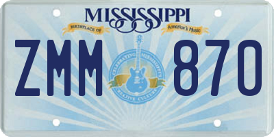 MS license plate ZMM870