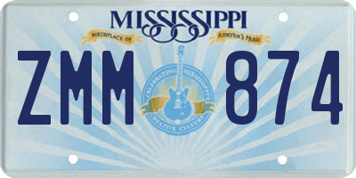 MS license plate ZMM874