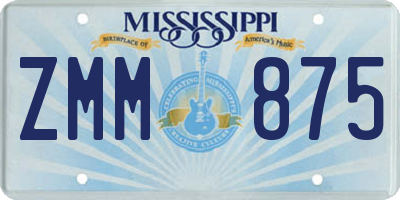MS license plate ZMM875