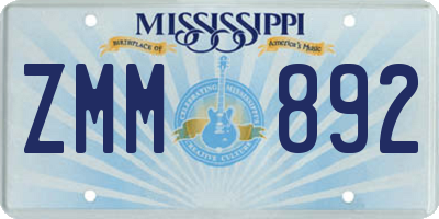 MS license plate ZMM892