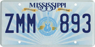 MS license plate ZMM893