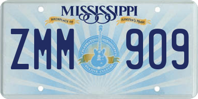 MS license plate ZMM909