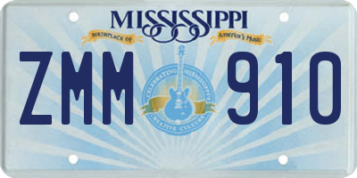 MS license plate ZMM910