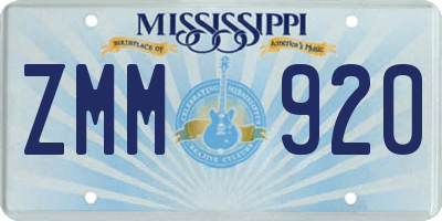 MS license plate ZMM920