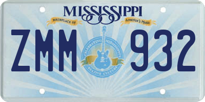MS license plate ZMM932