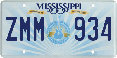 MS license plate ZMM934