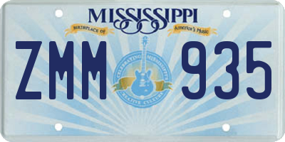 MS license plate ZMM935