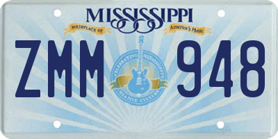 MS license plate ZMM948