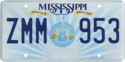 MS license plate ZMM953