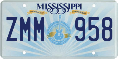 MS license plate ZMM958
