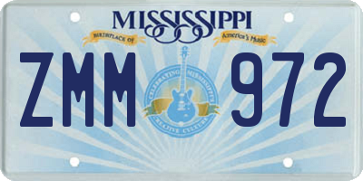 MS license plate ZMM972