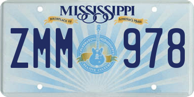 MS license plate ZMM978