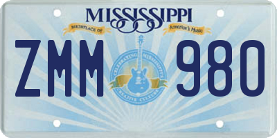 MS license plate ZMM980
