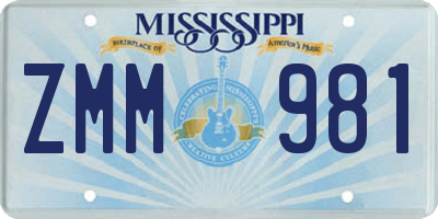 MS license plate ZMM981
