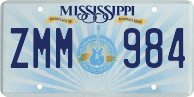 MS license plate ZMM984