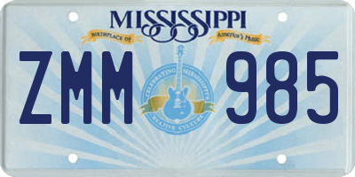 MS license plate ZMM985