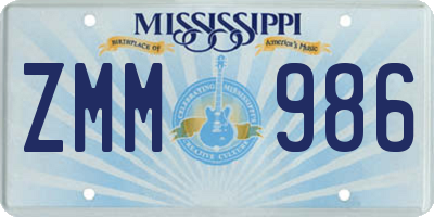 MS license plate ZMM986