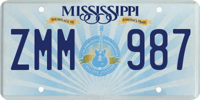 MS license plate ZMM987