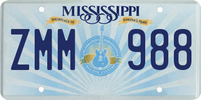 MS license plate ZMM988