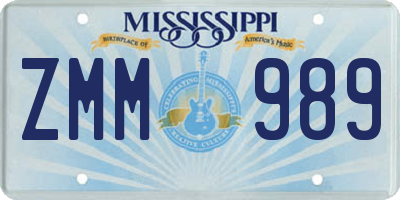 MS license plate ZMM989