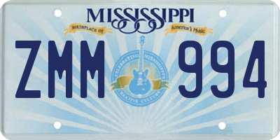 MS license plate ZMM994