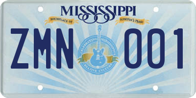 MS license plate ZMN001