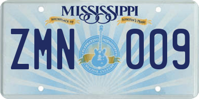 MS license plate ZMN009