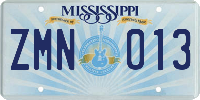 MS license plate ZMN013